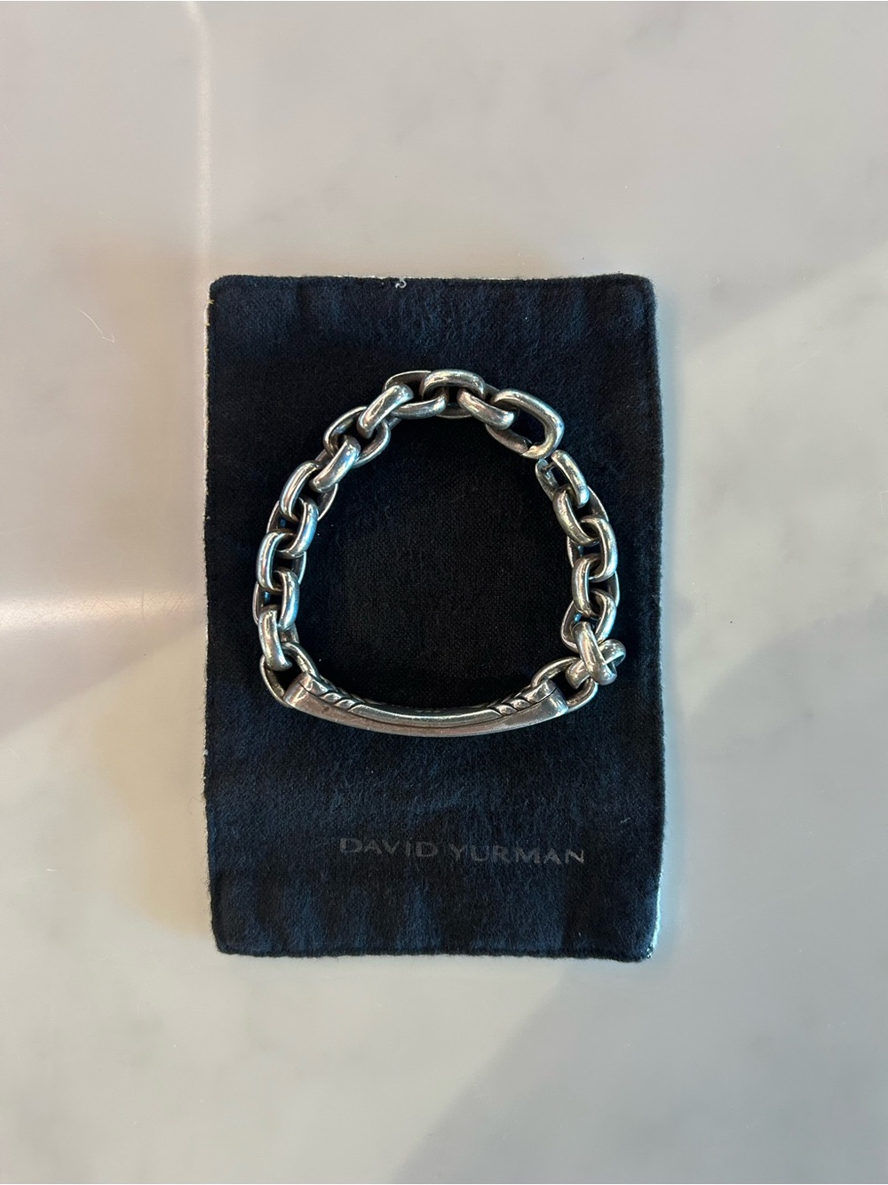 David Yurman Sterling Silver Curb Link ID Bracelet